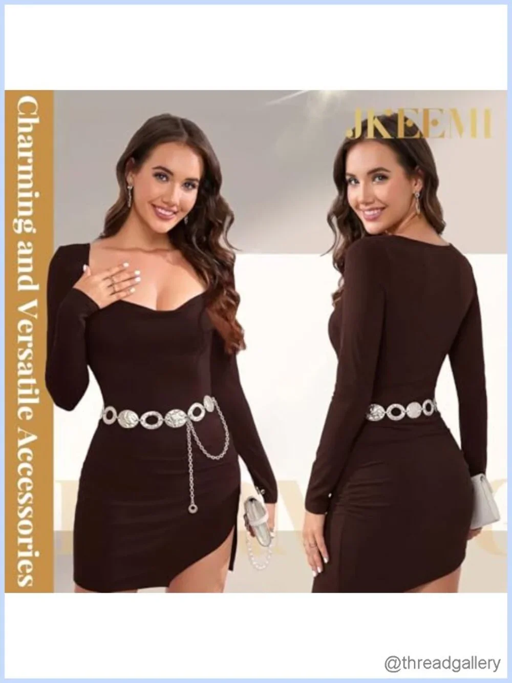 Metal Chain Waist Belt Adjustable for Dresses Jeans